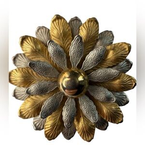 Elegant Gold and Silver Floral Brooch
